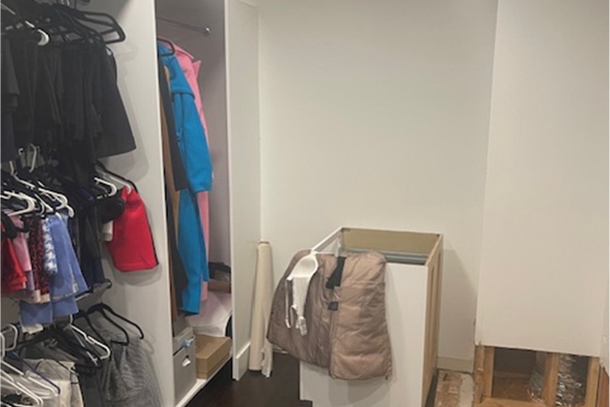Closet contents photographed and inventoried in place before a pack-out