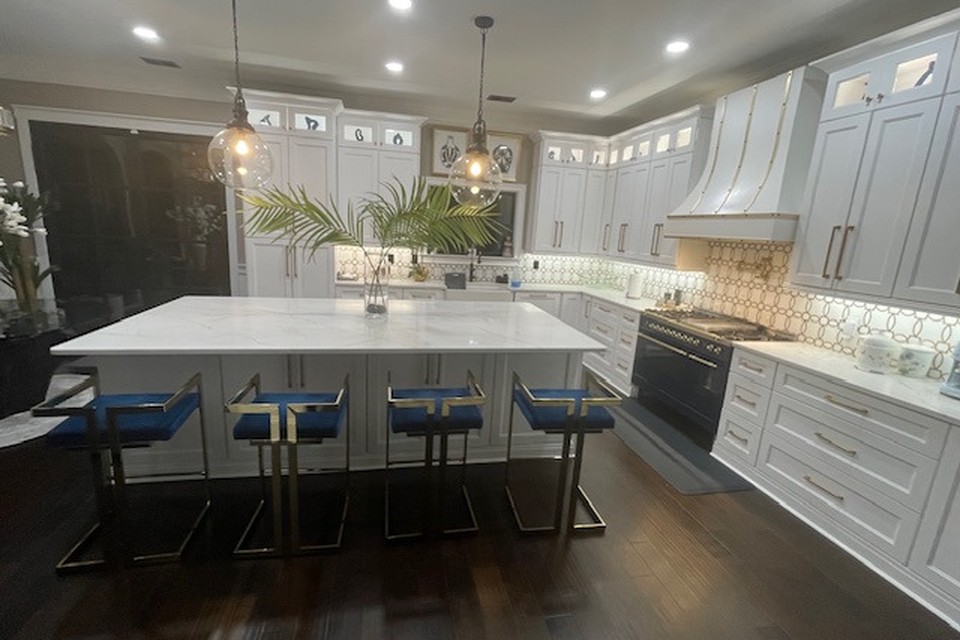 Rebuilt kitchen island after a water loss in Gwinnett County GA