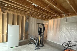 Finished basement stripped to the studs after flooding